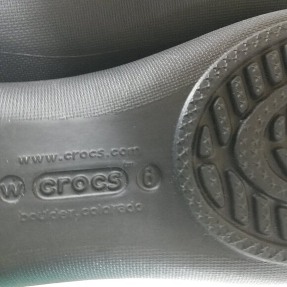 Crocs Malinidi Black Waterproof Peep Toe Slingback Shoes Size 6 Flat Comfort - Picture 7 of 10